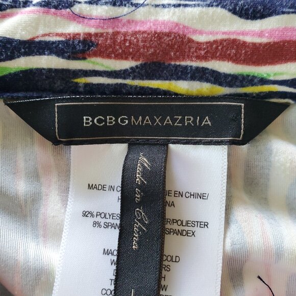 BCBGMAXAZRIA Urban Explosion Multi-Color Abstract Button Front Blouse Large - Picture 10 of 16